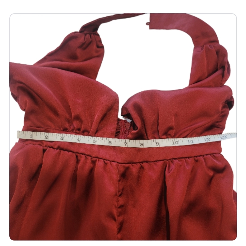 Misguided Red/Burgundy Halter Neck Wideleg Jumpsuit size 6 - Picture 10 of 16